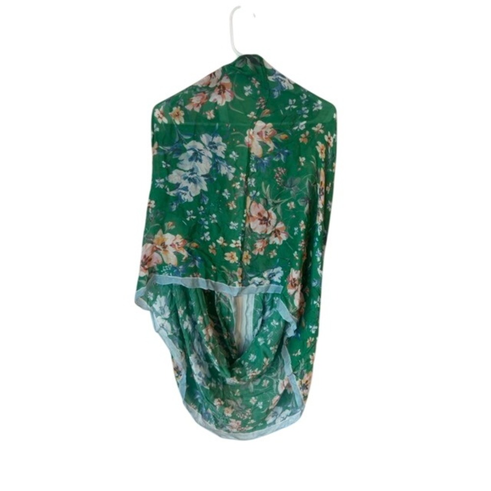 LOFT Green Floral Infinity Scarf 100% Modal Lightweight Spring Wrap One Size